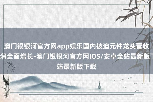 澳门银银河官方网app娱乐国内被迫元件龙头营收/利润全面增长-澳门银银河官方网IOS/安卓全站最新版下载