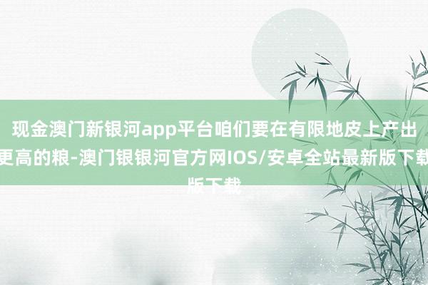 现金澳门新银河app平台咱们要在有限地皮上产出更高的粮-澳门银银河官方网IOS/安卓全站最新版下载